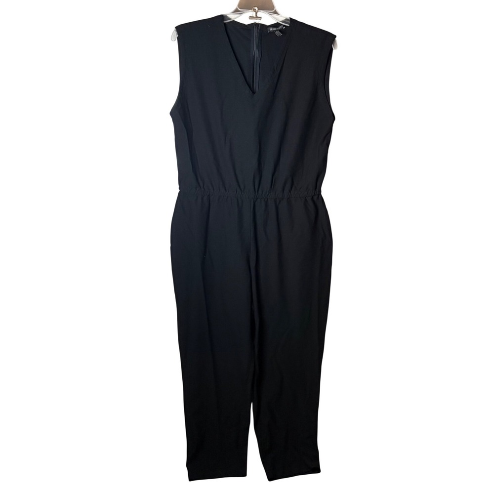 Eileen Fisher Jumpsuit Womens M Black Crepe Lagenlook Capsule Minimalist